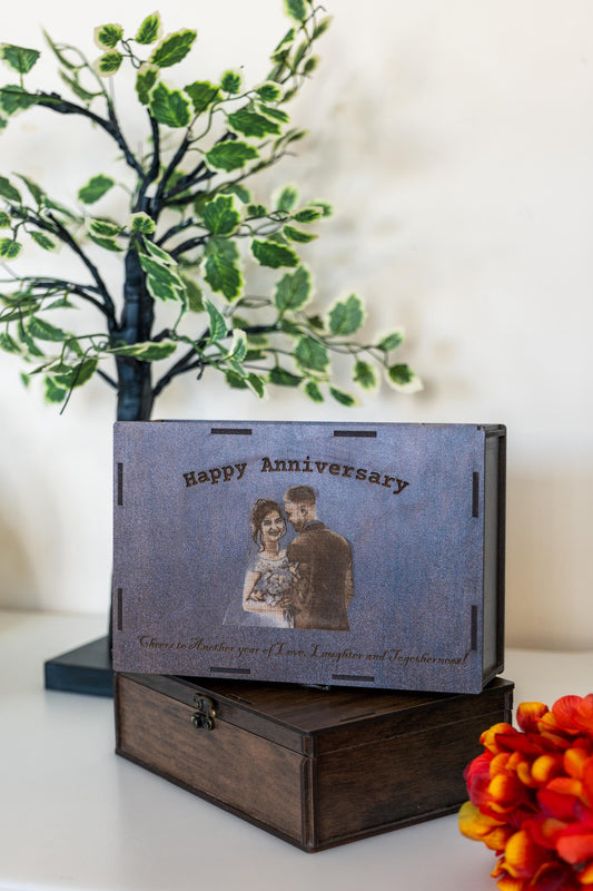 Personalized Wooden LED Gift Box – Custom Engraved Photo Memory Box for Proposals & Anniversaries | Wooden Photo Display Box | Keepsake Box