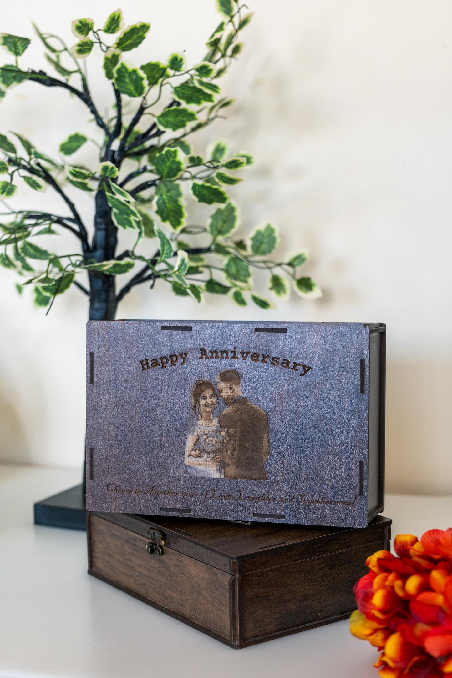 Personalized Wooden LED Gift Box – Custom Engraved Photo Memory Box for Proposals & Anniversaries | Wooden Photo Display Box | Keepsake Box