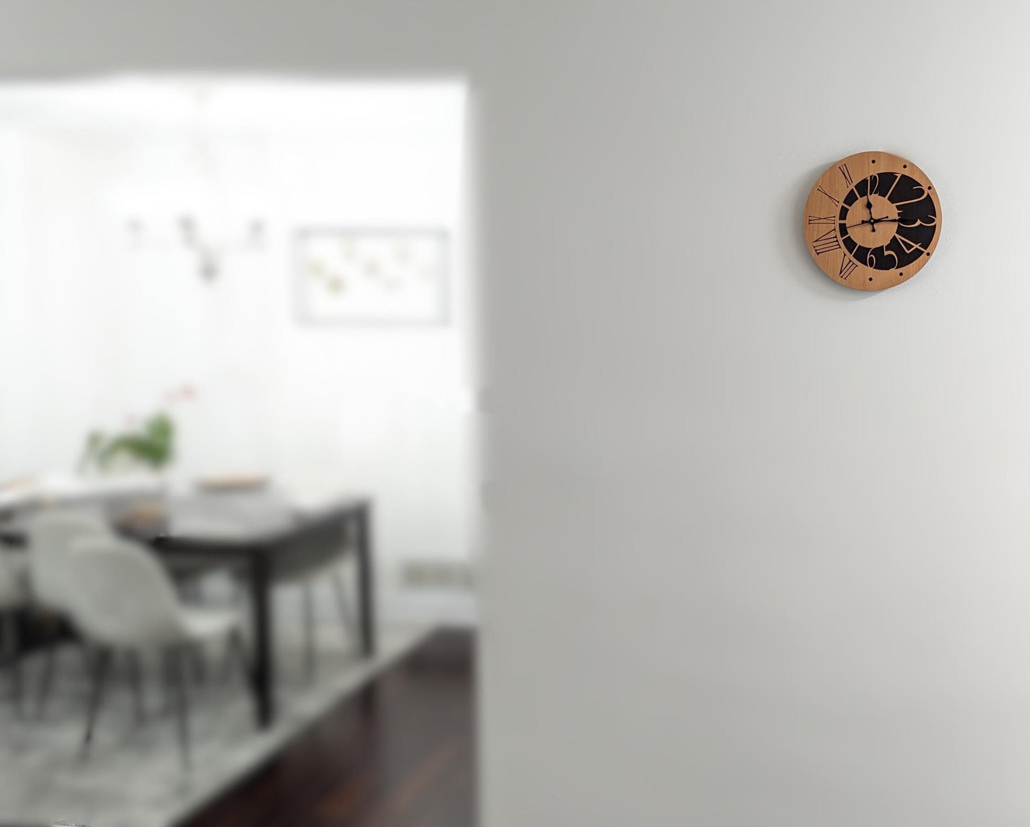 Modern Rustic Wooden Wall Clock with Roman and Arabic Numbers for Living Room Decor, Silent Non Ticking Clock for Office Kitchen Gift