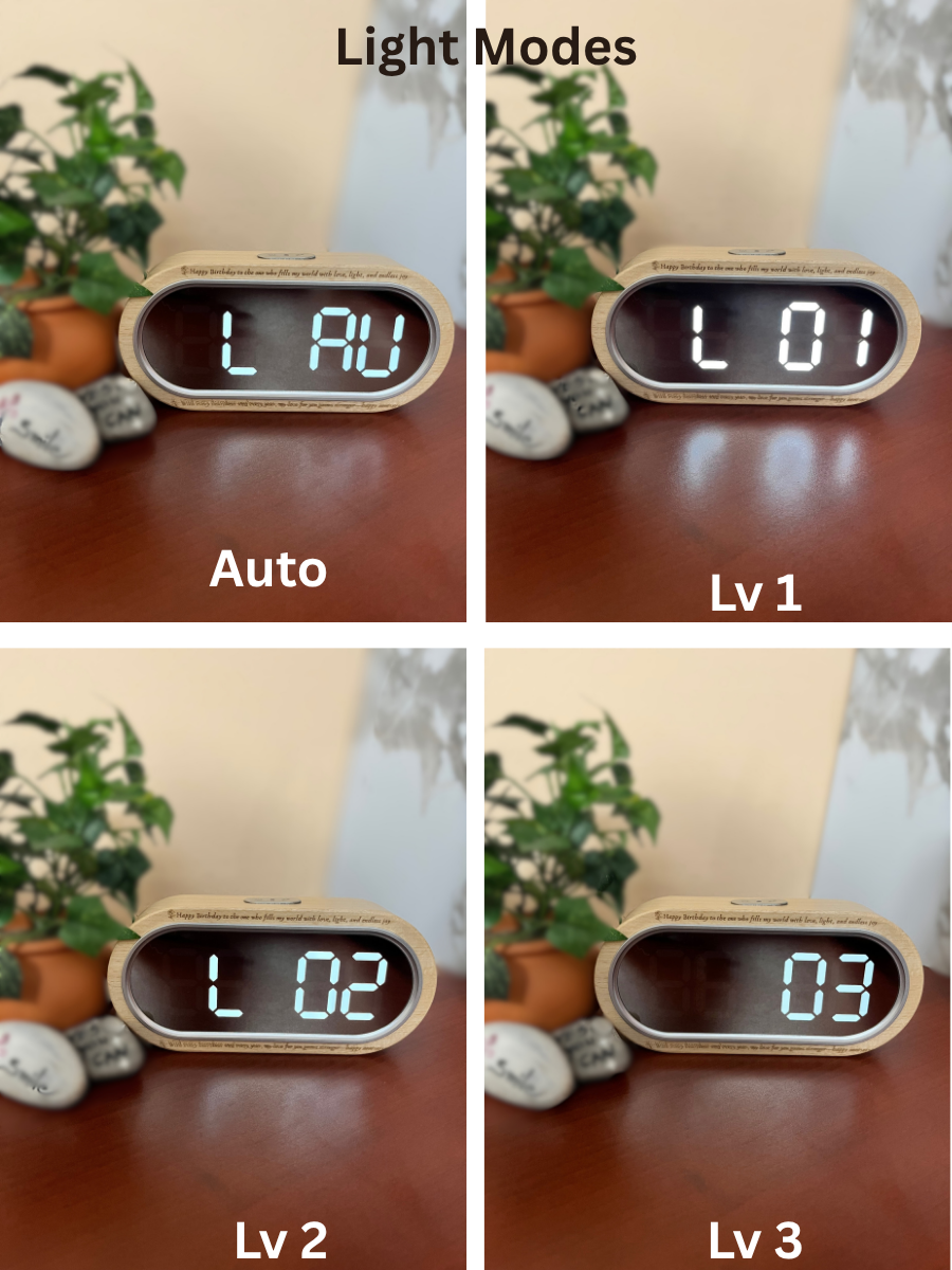 Modern Wooden LED Digital Alarm Clock with Digital Thermometer and USB Charging Port | Wooden Alarm clock | Multifunctional Electronic Clock