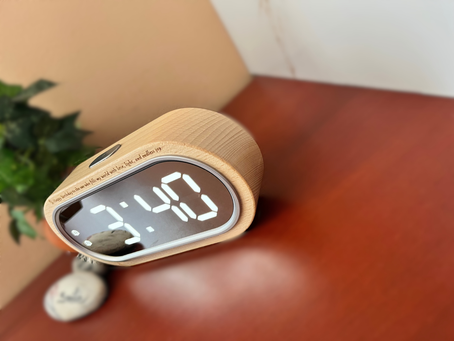 Modern Wooden LED Digital Alarm Clock with Digital Thermometer and USB Charging Port | Wooden Alarm clock | Multifunctional Electronic Clock
