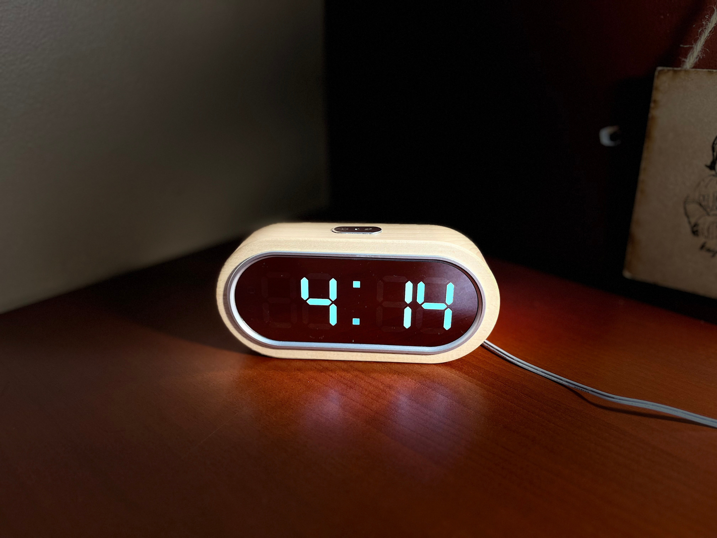 Modern Wooden LED Digital Alarm Clock with Digital Thermometer and USB Charging Port | Wooden Alarm clock | Multifunctional Electronic Clock