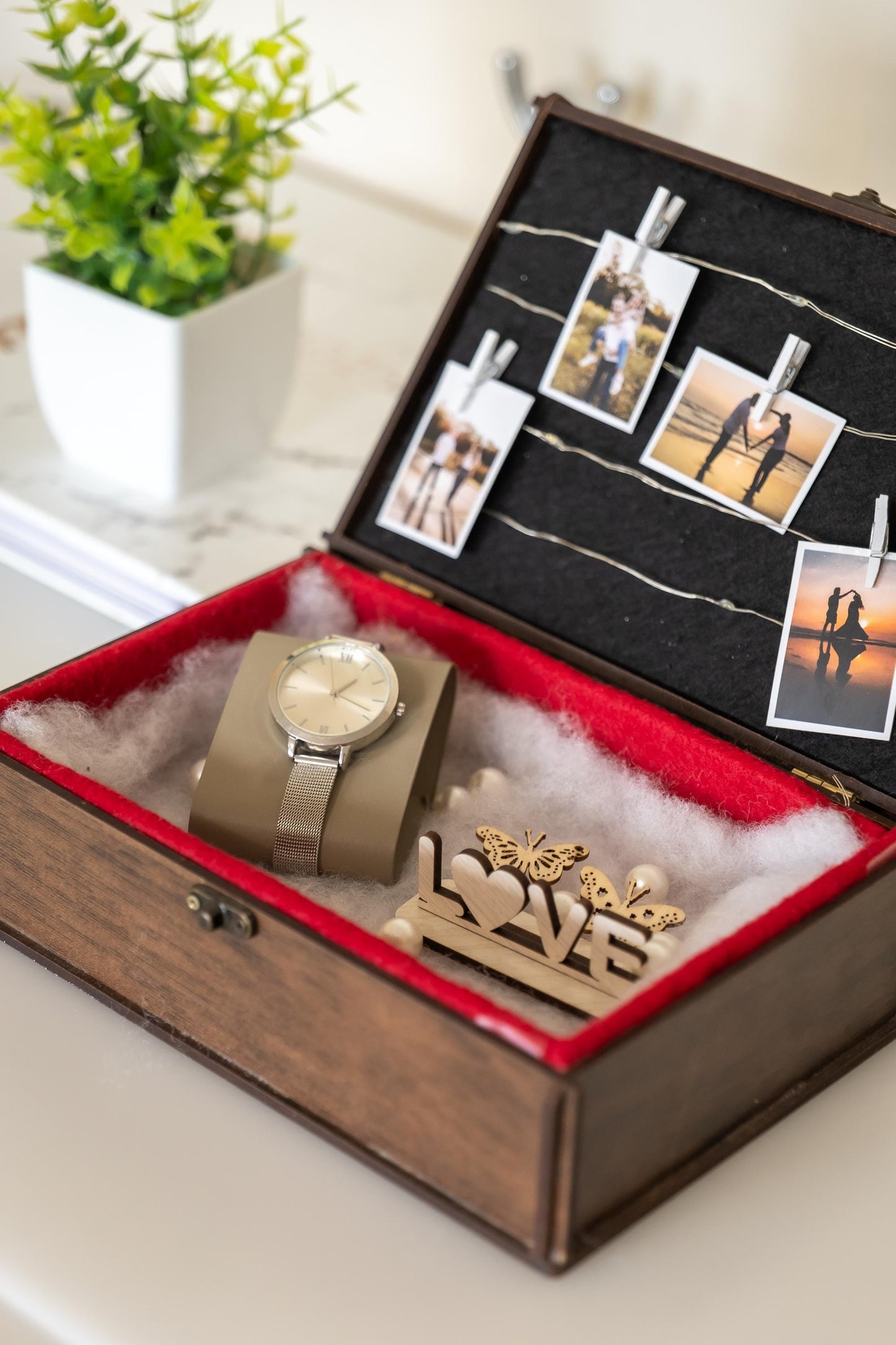 Personalized Wooden LED Gift Box – Custom Engraved Photo Memory Box for Proposals & Anniversaries | Wooden Photo Display Box | Keepsake Box